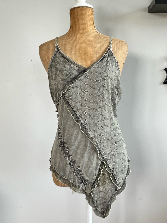 fabulous Tops - Fabulous Y2K Fairy Grunge Embellished Asymmetrical Handkerchief Hem Cami Top S